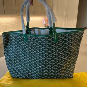 Green Patterned Tote Bag, Large